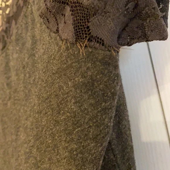 Ambiance Maternity Lace gray stretchy Top - Picture 6 of 6